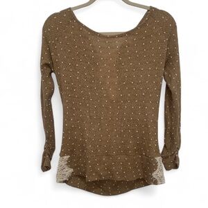 A’Reve Tan Polka Dot Tie Back Sweater Size Small